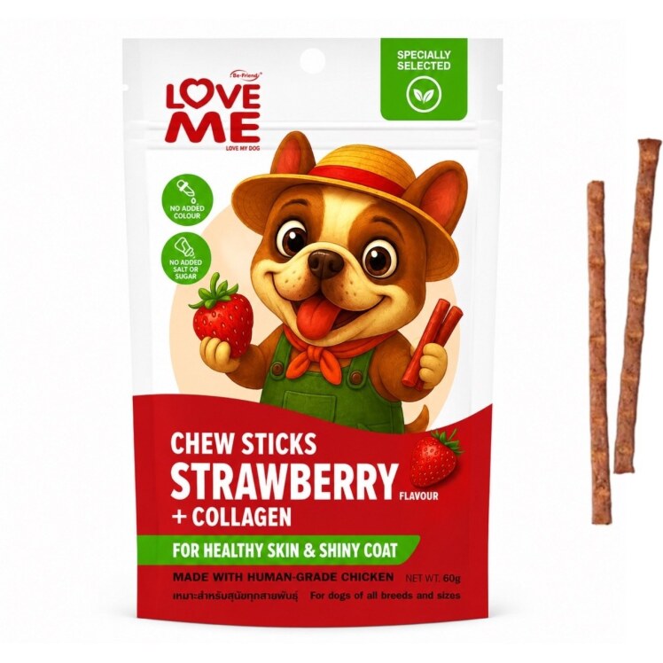 تشویقی سگ لاومی طعم توت فرنگی Love Me Strawberry وزن 60 گرم