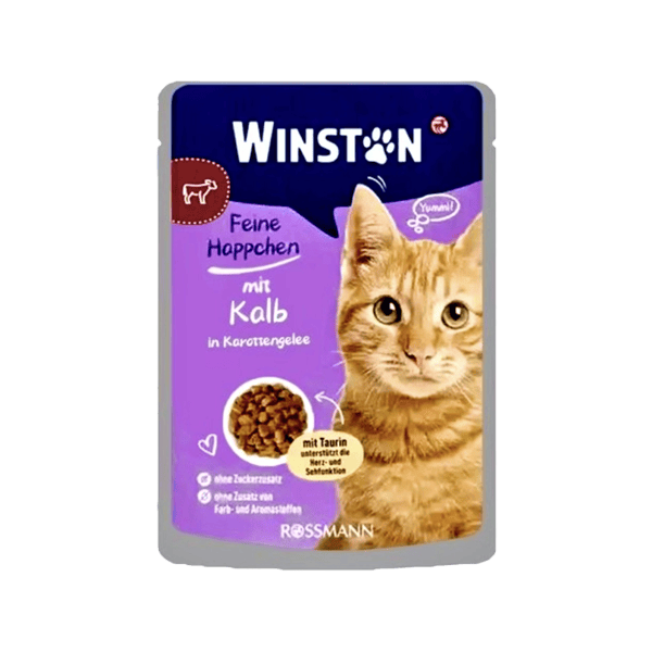 پوچ گربه وینستون با طعم گوشت گاو و مرغ در ژله Winston Beef & Chicken In Jelly وزن 100 گرم