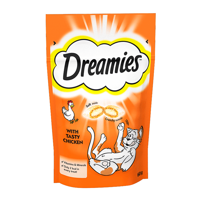  تشویقی گربه دریمیز با طعم مرغ Dreamies Cat Snack with Chicken وزن 60 گرم 