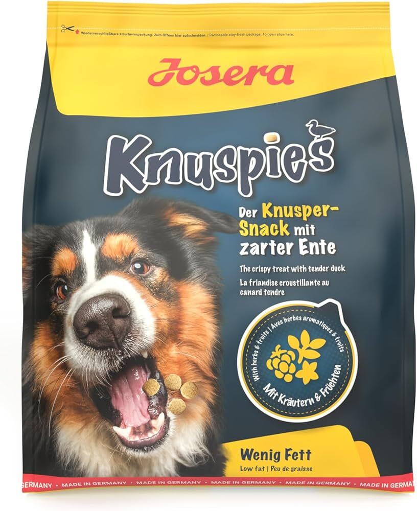  معرفی تشویقی سگ جوسرا مدل Knuspies با طعم اردک 150 گرم 