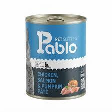 کنسرو پته گربه پابلو pablo مدل التراپریمیوم با طعم مرغ، سالمون و کدوتنبل 400 گرمی