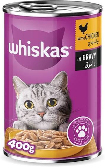 کنسرو غذای گربه ویسکاس با طعم مرغ در سس WHISKAS 1+ Years Chicken in Gravy