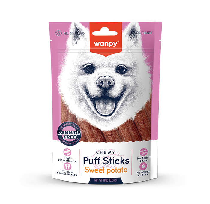 تشویقی سگ ونپی با طعم سیب زمینی Wanpy Chewy Puff Sticks وزن 100 گرم