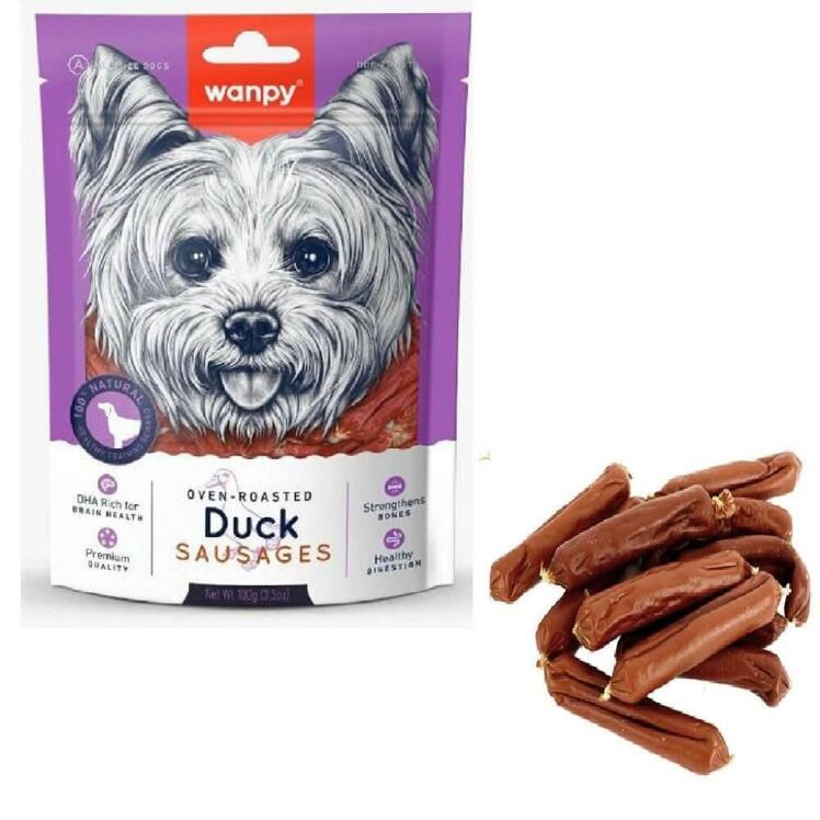 تشویقی سوسیسی سگ ونپی با طعم اردک Wanpy Duck Sausages وزن 100 گرم