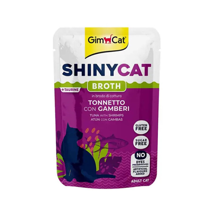 پوچ گربه جیم کت با طعم ماهی تن و میگو GimCat ShinyCat وزن 70 گرم