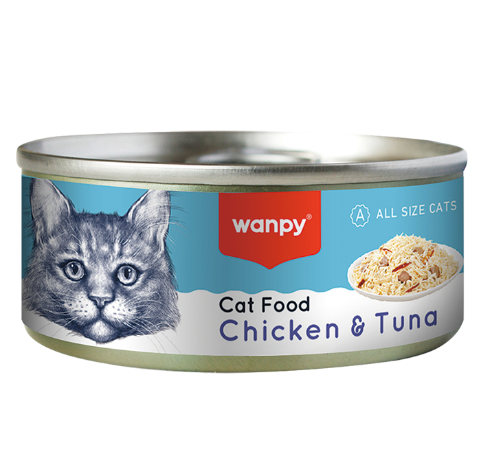 کنسرو غذای گربه ونپی با مرغ و ماهی تن WANPY Chicken & Tuna وزن 95 گرم