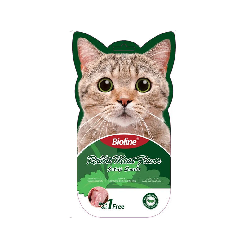 بستنی کت نیپ دار گربه بایولاین با طعم خرگوش Bioline Catnip Snacks Rabbit Flavor بسته 5 عددی