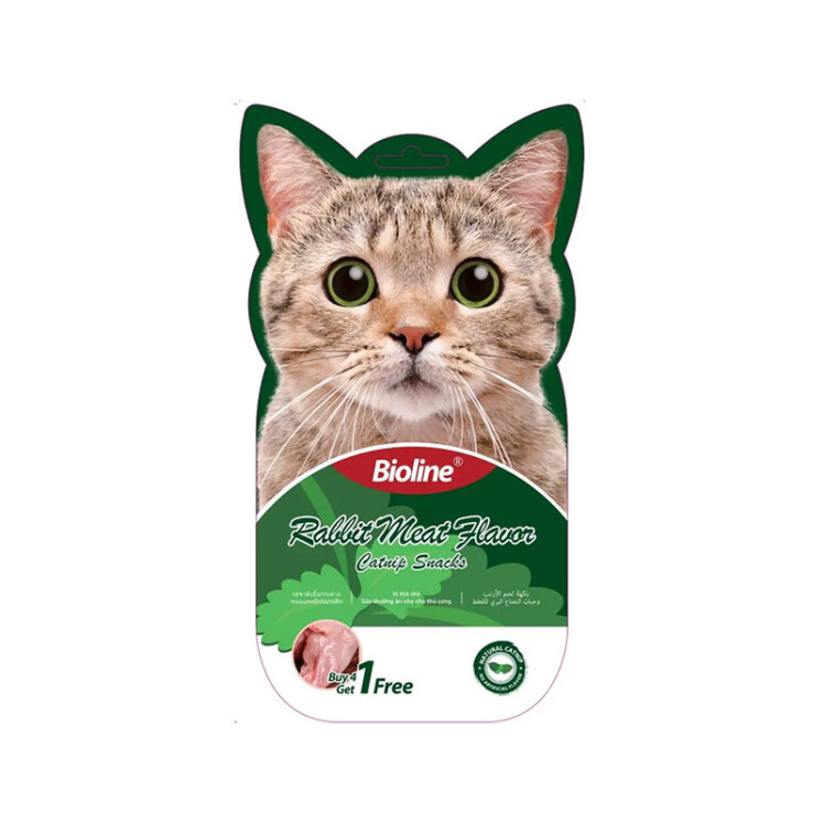 بستنی کت نیپ دار گربه بایولاین با طعم خرگوش Bioline Catnip Snacks Rabbit Flavor بسته 5 عددی