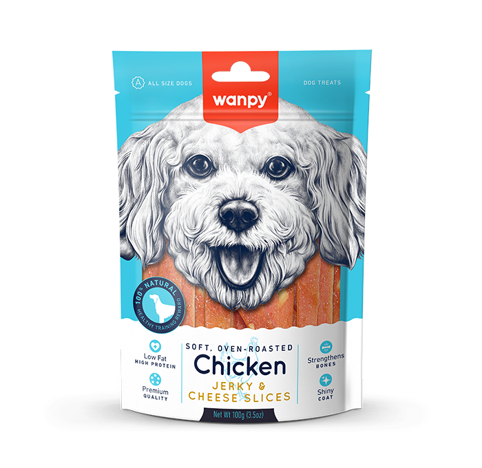 تشویقی سگ ونپی با طعم استیک مرغ Wanpy Chicken Jerky Steaks وزن 100 گرم