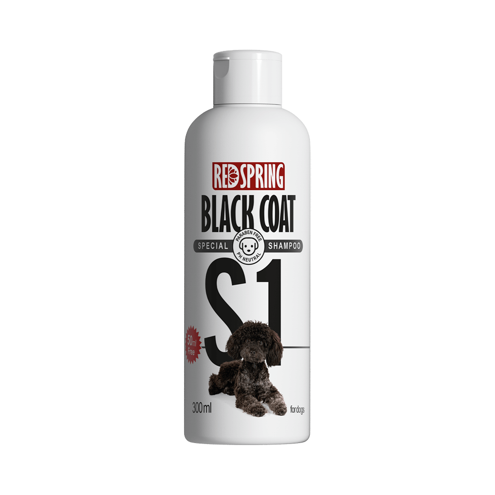 شامپو سگ S1 مخصوص مو‌های تیره و مشکی رداسپرینگ Redspring Black Coat Shampoo S1 حجم 300 میلی لیتر 
