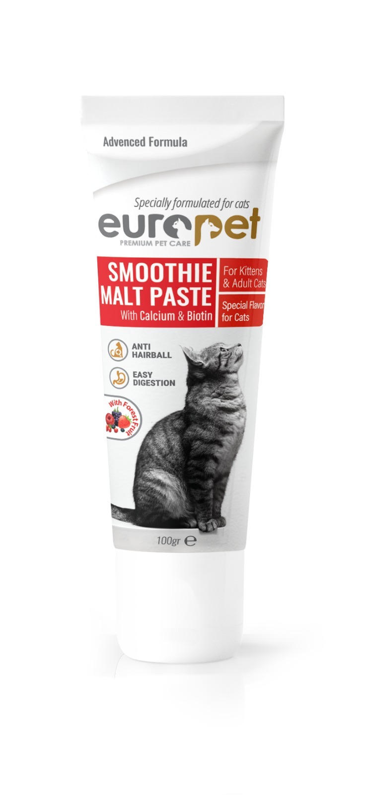 خمیر مالت گربه یوروپت با طعم اسموتی میوه های جنگلی Europet Smoothie Malt Paste وزن 100 گرم