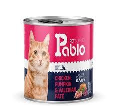 کنسرو گربه پابلو طعم مرغ، کدو حلوایی و سنبلالطیب (Pablo Chicken, Pumpkin & Valerian Pâte)