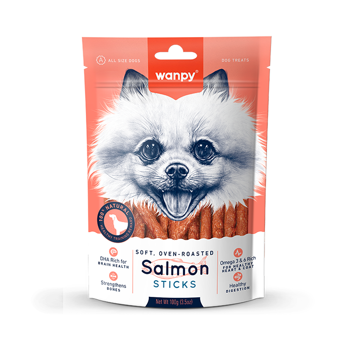 تشویقی مدادی سگ ونپی با طعم ماهی سالمون Wanpy Salmon Sticks وزن 100 گرم