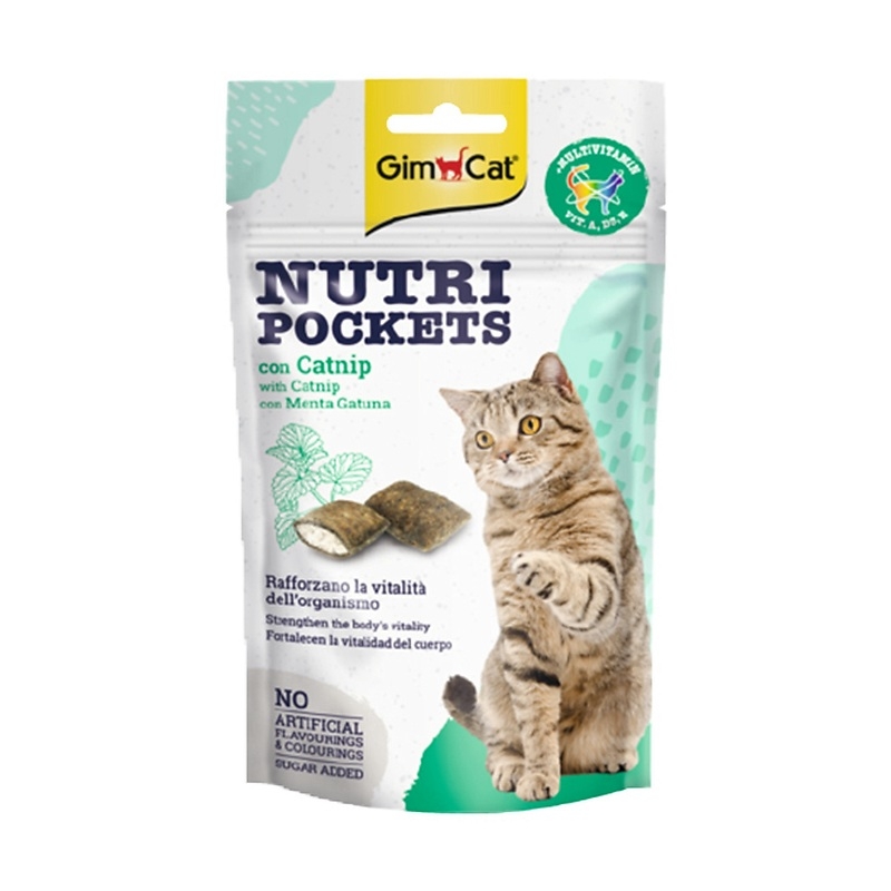 اسنک تشویقی گربه جیم کت با کت نیپ GimCat Nutri Pockets Catnip وزن 60 گرم
