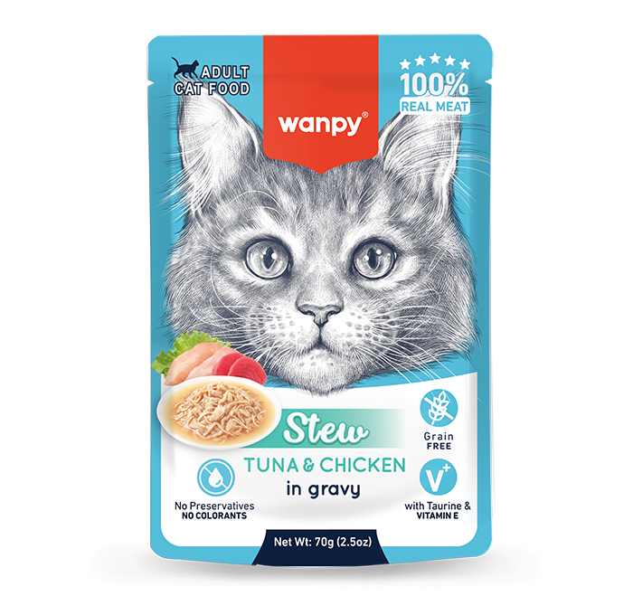  پوچ خورشتی گربه ونپی با ماهی تن و مرغ WANPY Stew Tuna & Chicken وزن 70 گرم 
