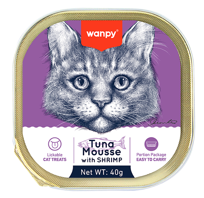 غذای کاسه ای گربه ونپی با طعم ماهی تن و میگو Wanpy Tuna Mousse