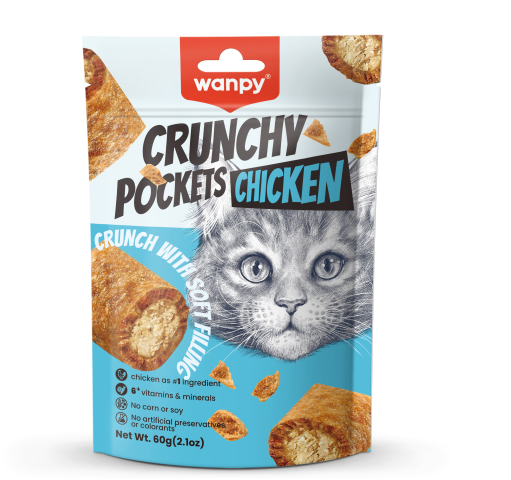 تشویقی گربه ونپی با طعم مرغ Wanpy Crunchy Pockets وزن 60 گرم