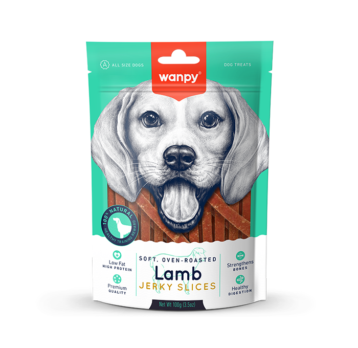 تشویقی سگ ونپی با طعم بره Wanpy Lamb Jerky Slices وزن 100 گرم