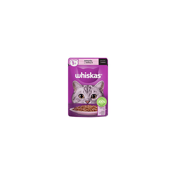 پوچ گربه ویسکاس با طعم ماهی سالمون در سس Whiskas Salmon in Gravy وزن 85 گرم
