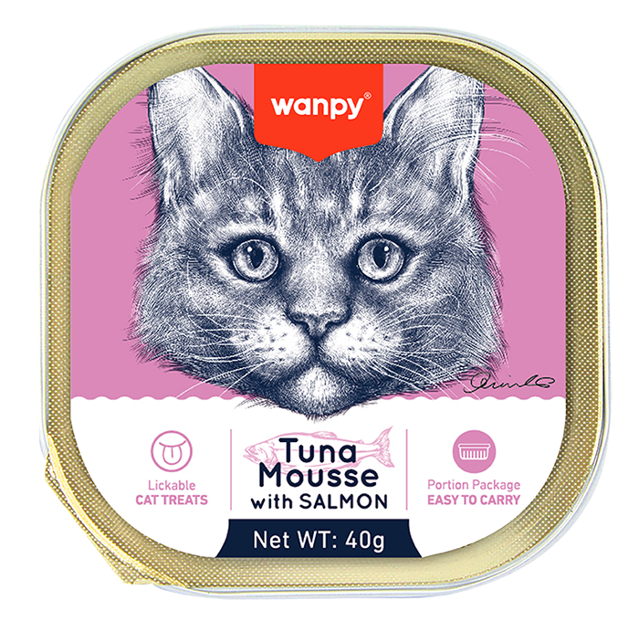 غذای کاسه ای گربه ونپی با طعم ماهی تن و سالمون Wanpy Tuna Mousse