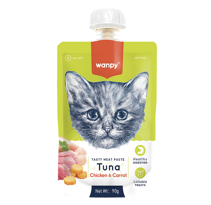پوره گربه ونپی با ماهی تن، مرغ و هویج WANPY Tasty Meat Paste وزن 90 گرم