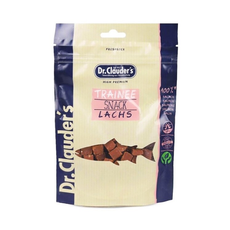 تشویقی سگ بالغ دکتر کلادرز طعم سالمون Dr. Clauder’s Adult Dog Training Snack Salmon وزن ۸۰ گرم