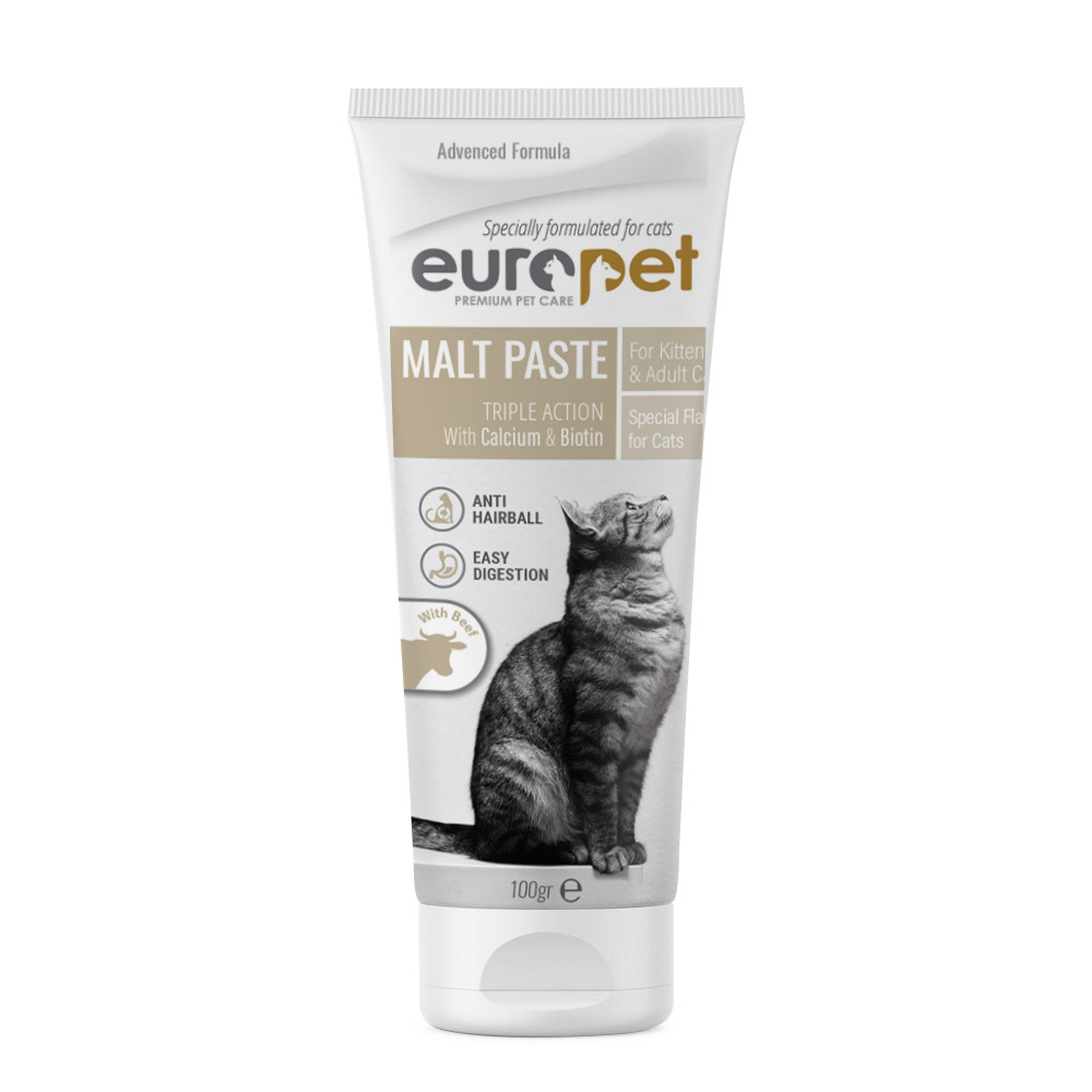 خمیر مالت گربه با طعم گوشت گاو یوروپت Europet Cat Malt Paste With Beef وزن 100 گرم