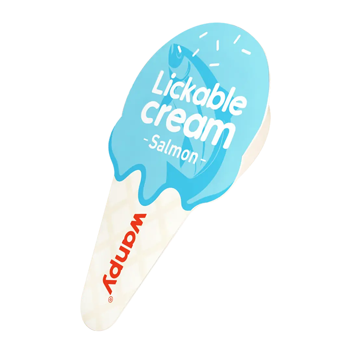 بستنی قاشقی گربه ونپی با طعم ماهی سالمون سفارش اروپا Wanpy Lickable Cream وزن 16 گرم
