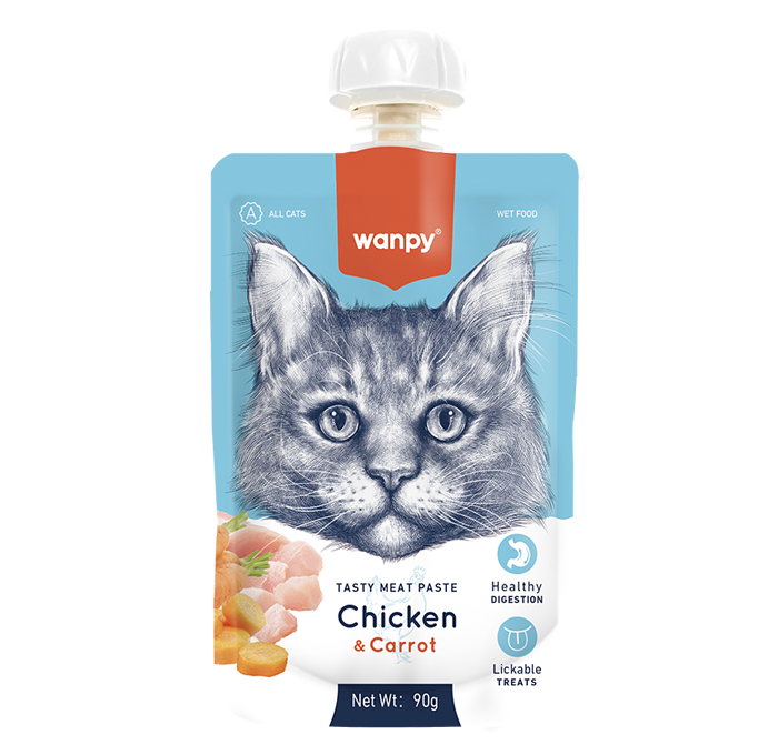 پوره گربه ونپی با مرغ و هویج WANPY Tasty Meat Paste وزن 90 گرم